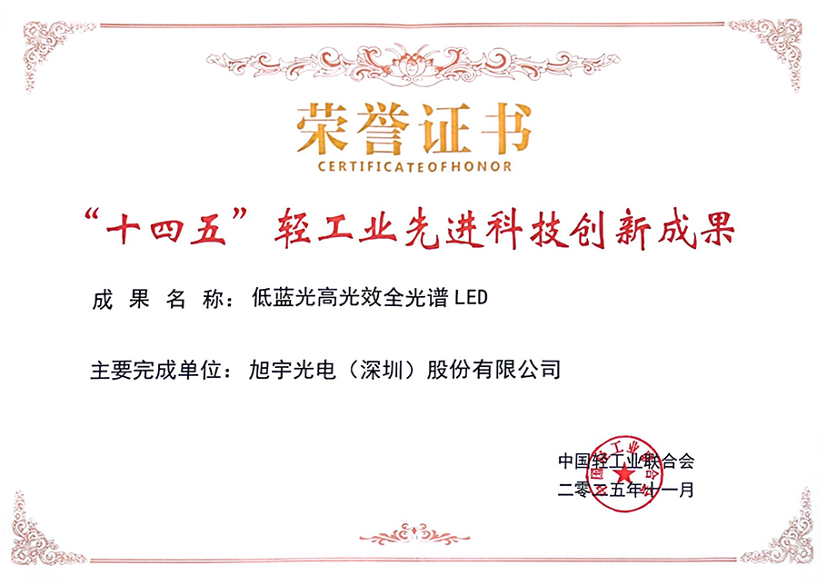 Success Report | XUYU Optoelectronics’ “Low Blue Light, High Efficacy Full-Spectrum LED” Selected as Advanced Sci-Tech Achievement in Light Industry D