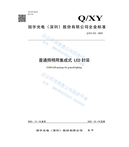 Q/XY 002-2021-COB-LED Packaging for General Lighting